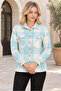 Women's Buttoned Long Sleeve Plaid Patterned Relaxed Cut Chest Pocket Stylish Casual Green White Shirt - 2