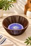 Rattan Brown Round Plastic Tile Pattern Bread Basket Organizer 25*12cm