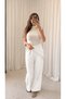 Foulard Detailed Pocketed Wide Leg Trousers - Ecru - 4