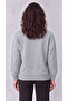Women's Gray Crew Neck Soft Puff Fabric Casual Comfortable Sweatshirt - 3