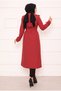 Double-Breasted Button Detailed Lined Long Trench Coat Red - 4