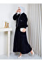 Women's Tesettür Velvet Skirt Suit with Pockets - 5