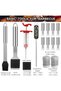 Complete BBQ Grill Accessories Set with Case – Stainless Steel Barbecue Tools Kit, Thermometer, Skewers, Grill Mats & Cleaning Brush - 7
