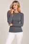 Women's Long Sleeve Round Neck Diamond Patterned Woven Detailed Openwork Soft Textured Stylish Casual Anthracite Knitwear Sweater - 5