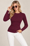 Women's Long Sleeve Round Neck Diamond Patterned Woven Detailed Openwork Soft Textured Stylish Casual Burgundy Knitwear Sweater - 5