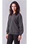Women's Smoked Crew Neck Soft Puff Fabric Casual Comfortable Sweatshirt - 4