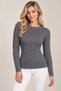 Women's Long Sleeve Round Neck Diamond Patterned Woven Detailed Openwork Soft Textured Stylish Casual Anthracite Knitwear Sweater