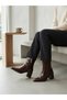 (Park Moda) Women's Fleece Inside Zipper Boots Brown - 7
