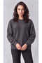 Women's Smoked Crew Neck Soft Puff Fabric Casual Comfortable Sweatshirt - 2