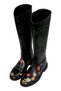 Women's Vegan Leather Black Zippered Leather Boots - Find the Cat Design - 2