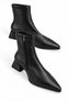 Women's Pointed Toe Thick Heeled Zippered Diviná Black Elegant Boots - 2