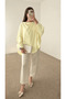Asymmetrical Cut Blouse with Shawl Detail - Pck - 6189 - Yellow - 4