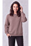 Women's Brown Crew Neck Soft Puff Fabric Casual Comfortable Sweatshirt - 5