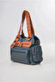 Women's Washed Leather Shoulder Bag Large Size Multi-Compartment Zippered Hand and Shoulder Bag Blue 18163 - 5