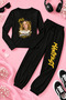 Manifest Printed Black Unisex Top and Bottom Tracksuit Set (Top Thin Body Bottom 2-Thread Tracksuit Bottom)