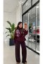 Front Sequin Embroidered Jacket Plum - 4