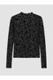 Esvab • Modern & Distinctive Ruffled Stand Collar Floral Tulle Blouse - 5