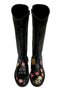 Women's Vegan Leather Black Zippered Leather Boots - Find the Cat Design - 3