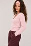 Women's Dusty Pink V-Neck Ultra Soft Textured Sweater - 4