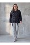 Women's Plus Size Blouse Long Sleeve Crew Neck Zigzag Printed Ring Detail Black - 2
