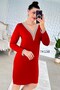 V-Neck Lace Detail Viscose Dress 7K138 - 3