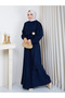 Women's Velvet Tunic Dress with Brooch Detail - 6