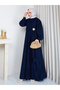 Women's Velvet Tunic Dress with Brooch Detail - 5