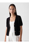 Alita City Black Knitwear Plain Short Women's Cardigan with a Difference