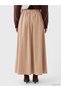 Alita City Lcw Modest Beige Poplin Plain Long Women's Skirt with a Difference - 4