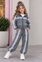 Girl's Two-Thread Fabric Jogger Model Zippered Cardigan Tracksuit Bottom and Top Set