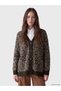 Alita City Lcw Modest Brown Knitwear Leopard Midi Women's Cardigan with a Difference