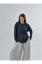 Navy Blue Crew Neck Basic Women's Sweatshirt Coc3547 - 3