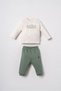 Baby Boy Embroidered Green Cardigan Tracksuit Set 6-36 Months Green - 3