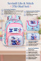 Set of 3 Leather Printed Stitch Patterned Primary School Backpacks, Thermal Lunch Bag and Pen Holder