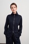Women's Waist-Fitted Zippered Sweat Pants Set Navy Blue - 4