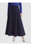 Alita City Lcw Modest Navy Blue Poplin Plain Midi Women's Skirt with a Difference - 2