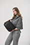 Washable Leather Crossbody Shoulder Bag Multi-Compartment Soft Textured Stylish Daily Bag Black 18165 - 2