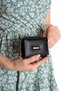 Women's Black Hand and Shoulder Bag with Three Compartments and Black + Wallet Card Holder - 5