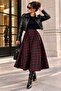 Plaid Long Skirt with Pockets, Elastic Waist, Comfortable Cut Tr0935 - 6