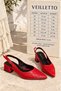 Women's Red Snake Patterned Pointed Toe Buckle Heeled Shoes - 8