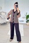 Sequined Mesh Cardigan 3-Piece Modal Set 7K068