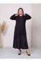 Crew Neck Lace Paneled Garnished Combed Cotton Fabric Full Length Dress - 4