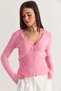 Women's Pink Lace Detailed V-Neck Bodycon Knitwear Cardigan Th261013 60286608 - 5