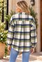 Women's Buttoned Plaid Patterned Long Sleeve Double Pocket Stylish Trend Casual White Green Navy Blue Shirt - 3