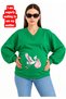 3 Yarn Combed Cotton Baby Printed Pregnant Women's V-Neck Sweatshirt Jr3
