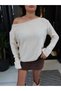 Women's Sequin Detailed Off-Shoulder New Season Knitwear Sweater - 4