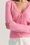 Women's Pink Lace Detailed V-Neck Bodycon Knitwear Cardigan Th261013 60286608 - 7