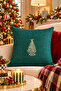 Premium Embroidered Cushion Cover - Artdeco Green Pine Tree - 43*43 cm - Pnk001