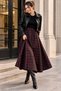 Plaid Long Skirt with Pockets, Elastic Waist, Comfortable Cut Tr0935 - 3