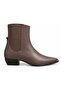 Women's brown suede heeled boots with elastic back - 3